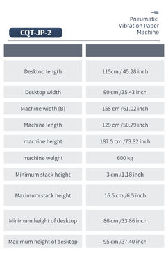 CQT-JP-2 종이 절단 기계에 대한 Pneumatic 진동 종이 Jogger 기계 600 kg